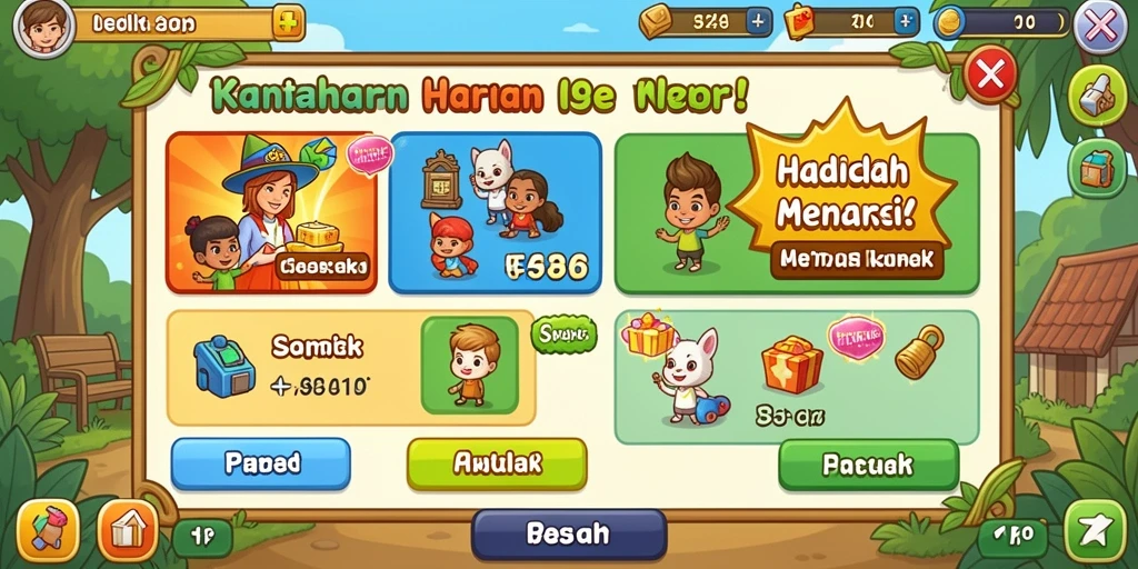 Tangkapan layar menunjukkan karakter dan kostum menarik yang bisa digunakan.